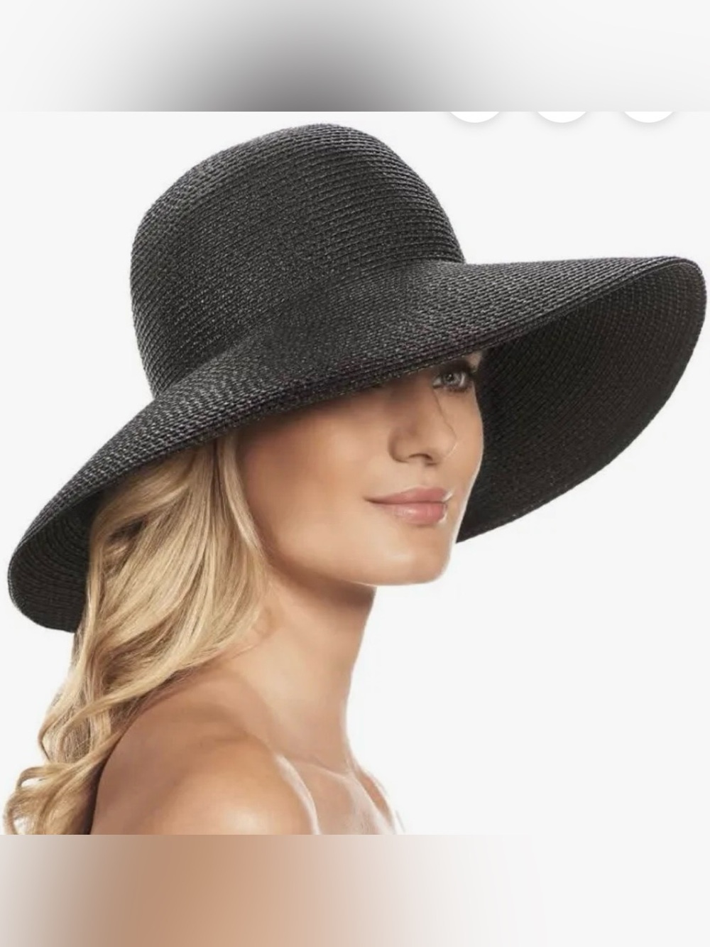 $295 Eric Javits Hampton Sun Hat black packable wide brim beach squishee straw